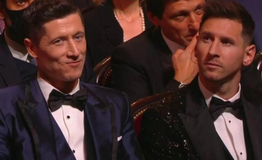 Lewandowski y Lionel Messi, foto NA