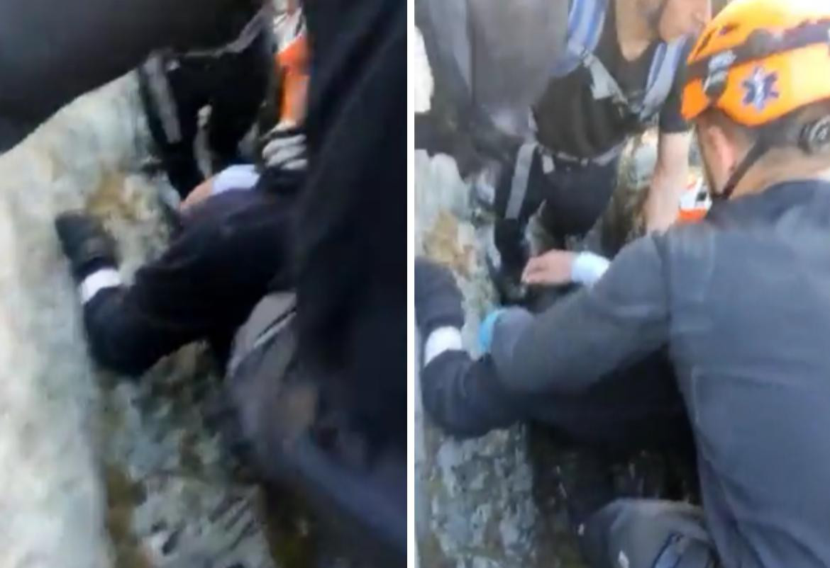 Rescate de turista israelí que sobrevivió 24 horas dentro de un glaciar, captura video