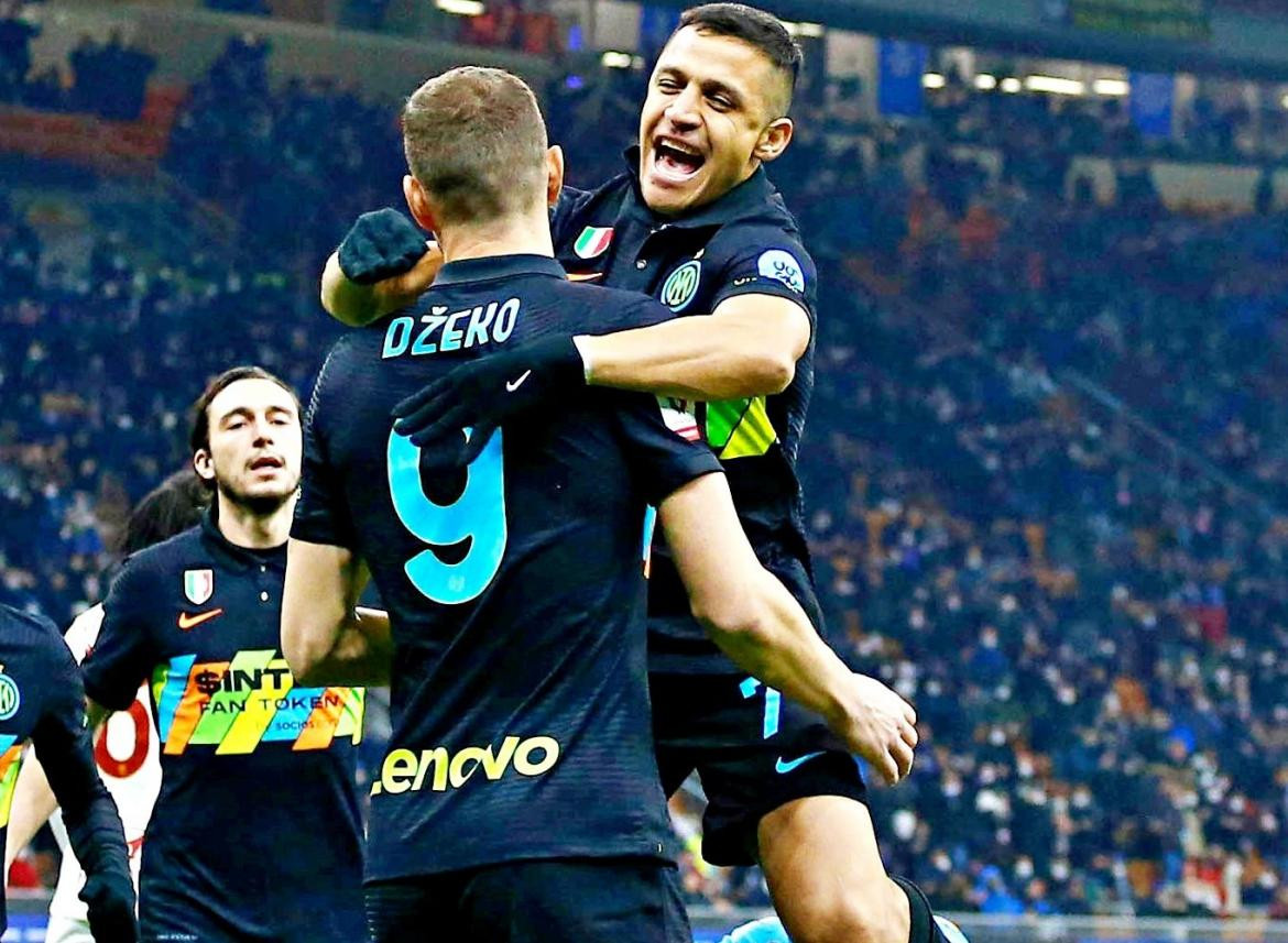 Festejo del Inter ante la Roma por la Copa Italia