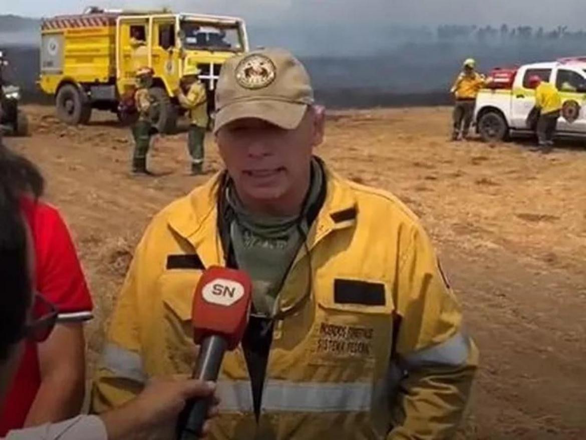 Sergio Berni en los incendios de Corrientes