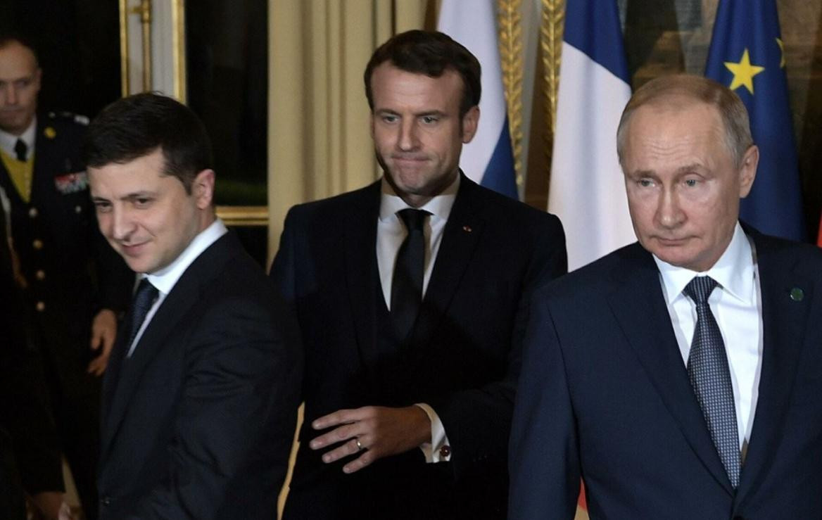 Zelenski, Macron y Putin, NA