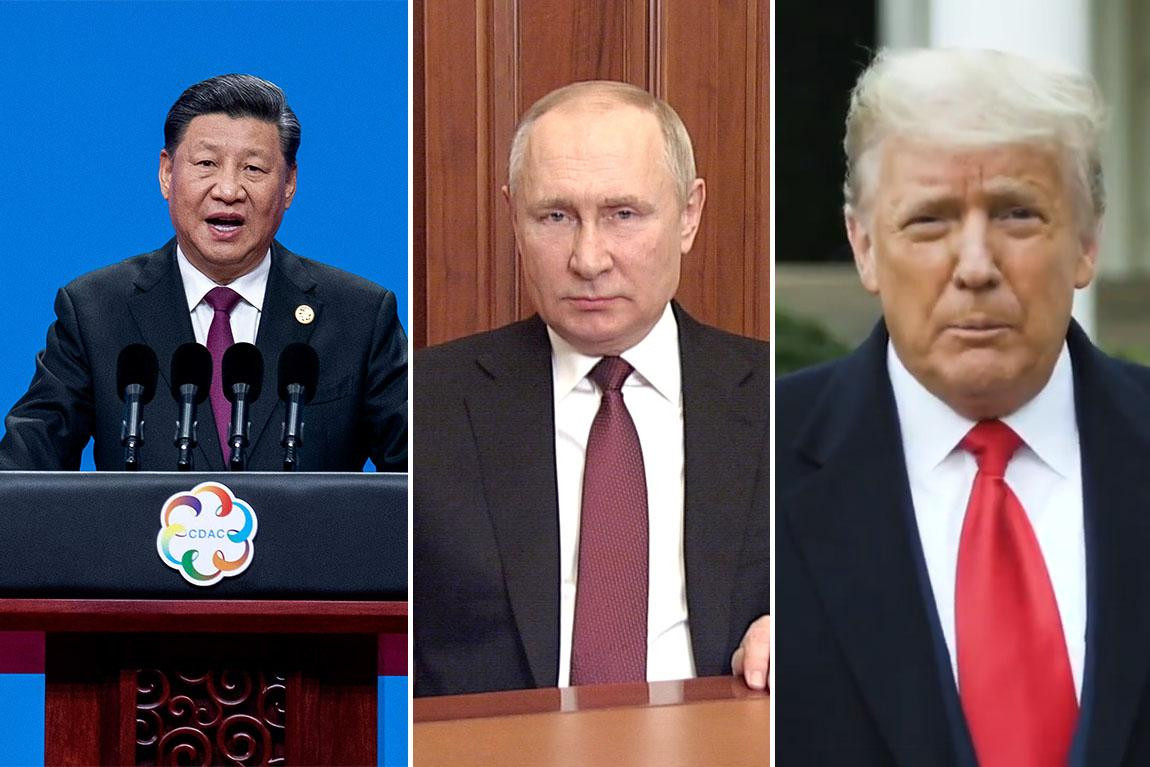 Xi Jinpin, Vladimir Putin y Donald Trump, NA