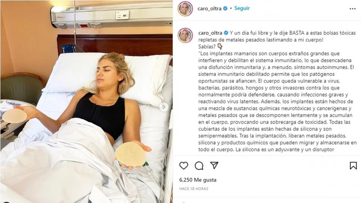 Carolina Oltra, posteo de Instagram