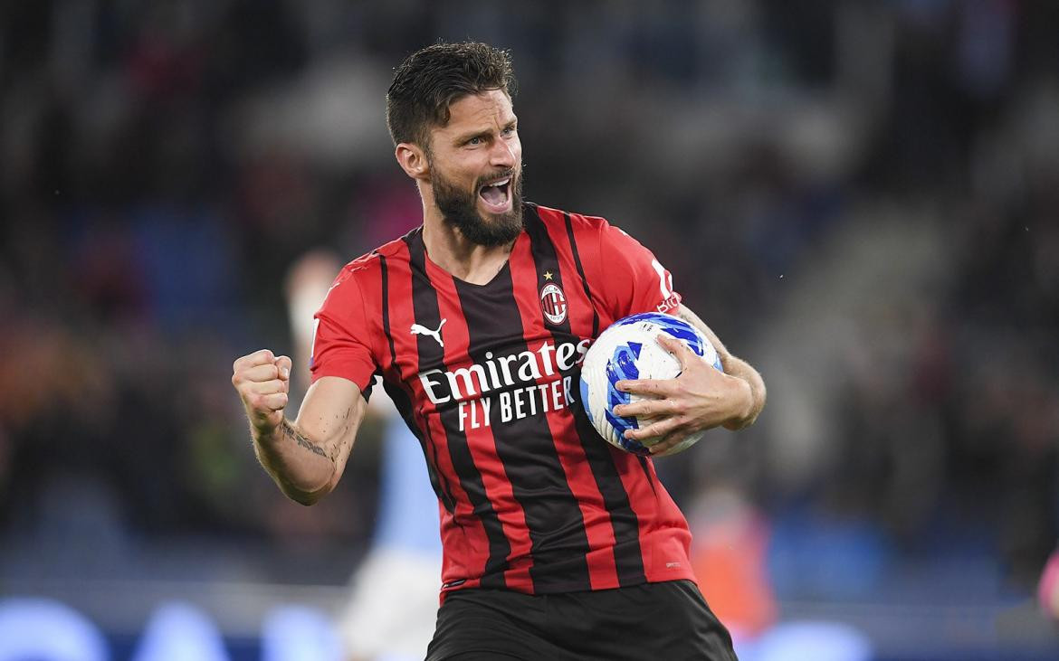 Olivier Giroud, Milan, fútbol italiano, festejo de gol, NA