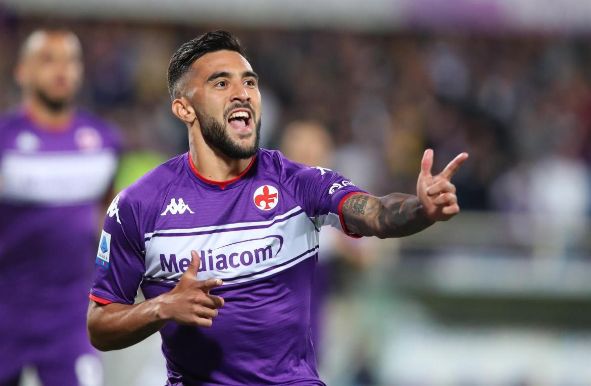 Festejo de Nicolás González para la Fiorentina por la Serie A. Foto: EFE.