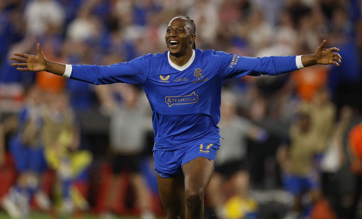 Festejo del Rangers ante el Eintracht Franfurk en la final de la Europa League. Foto: REUTERS.