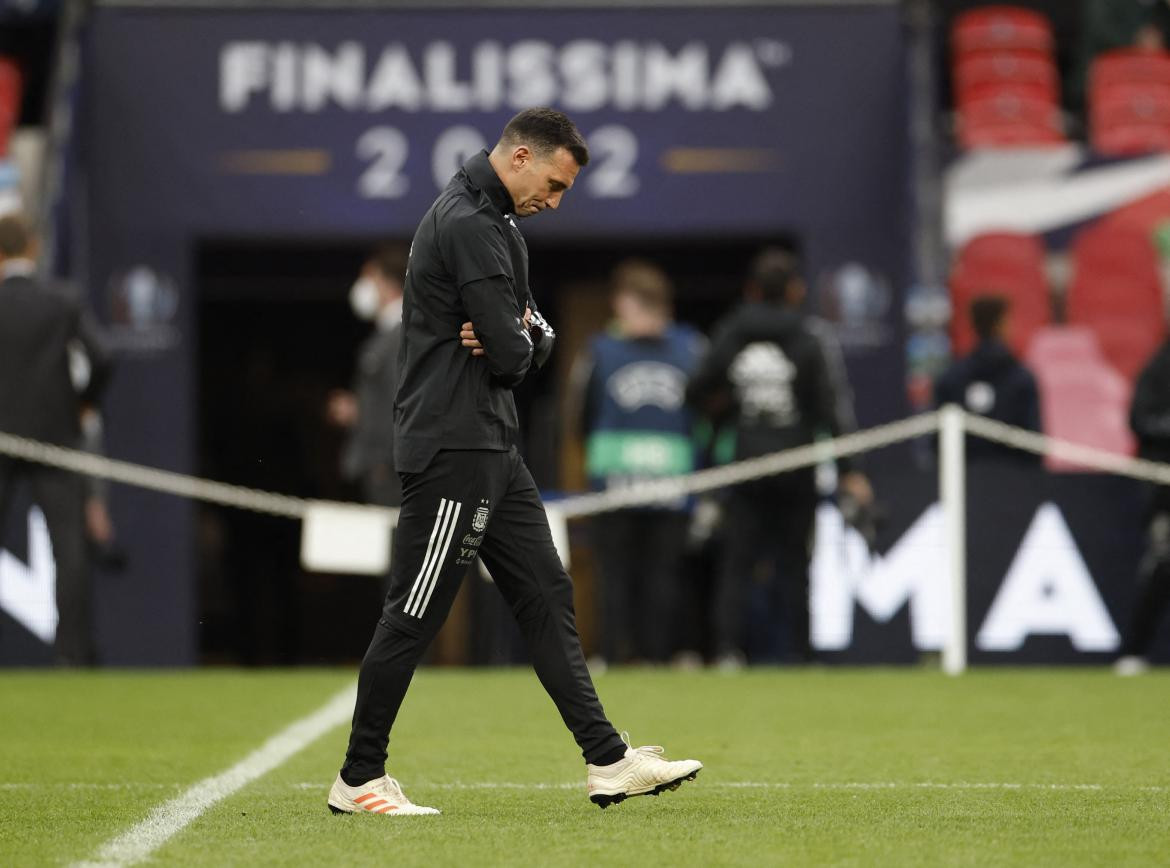 Lionel Scaloni en el estadio Wembley. Foto: REUTERS