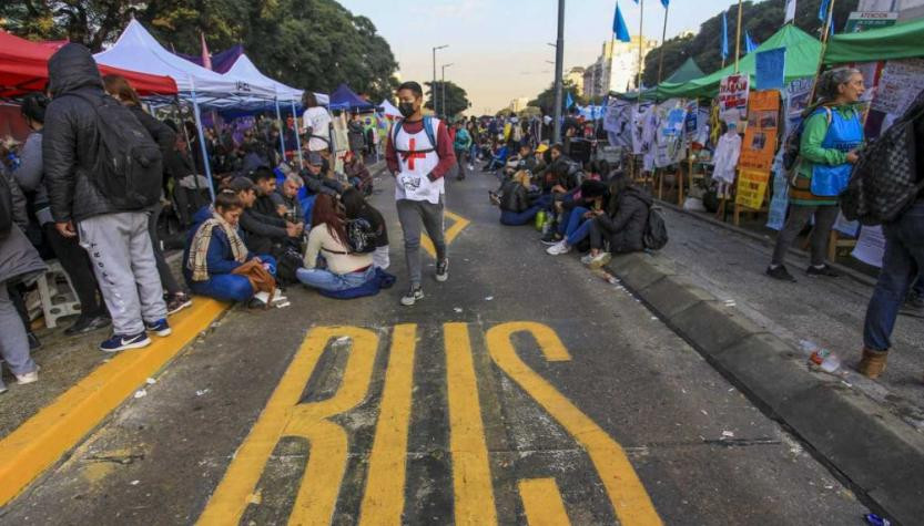 El corte en la 9 de Julio duró varias horas. Foto: NA.