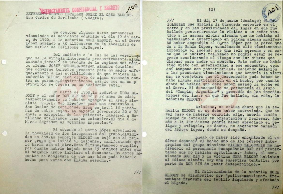 Josef Mengele y Nora Eldodt, Documento Ministerio del Interior