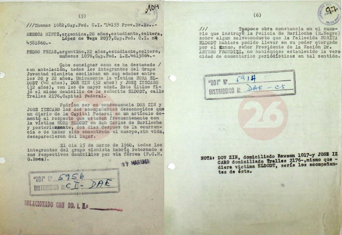 Josef Mengele y Nora Eldodt, Documento Ministerio del Interior