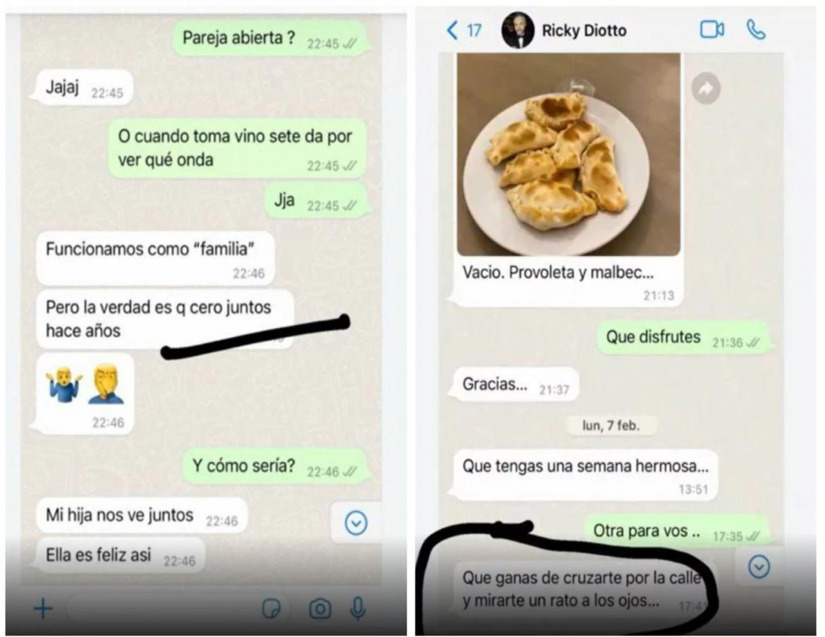 Chats de Ricky Diotto. Foto: captura WhatsApp.