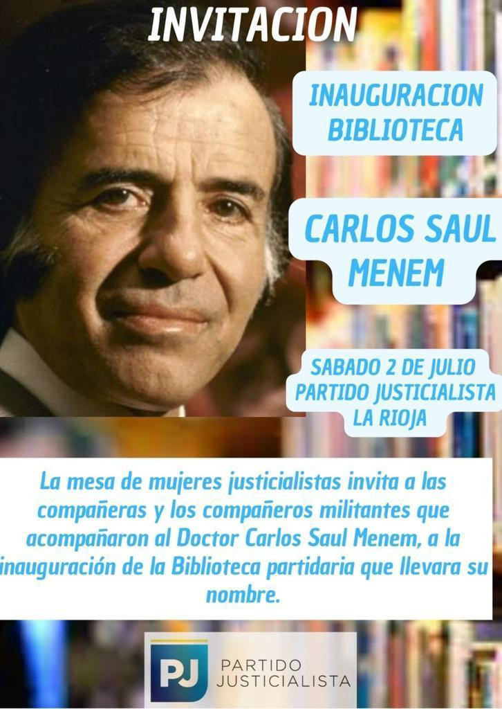 Inauguración de biblioteca Carlos Menem en La Rioja.