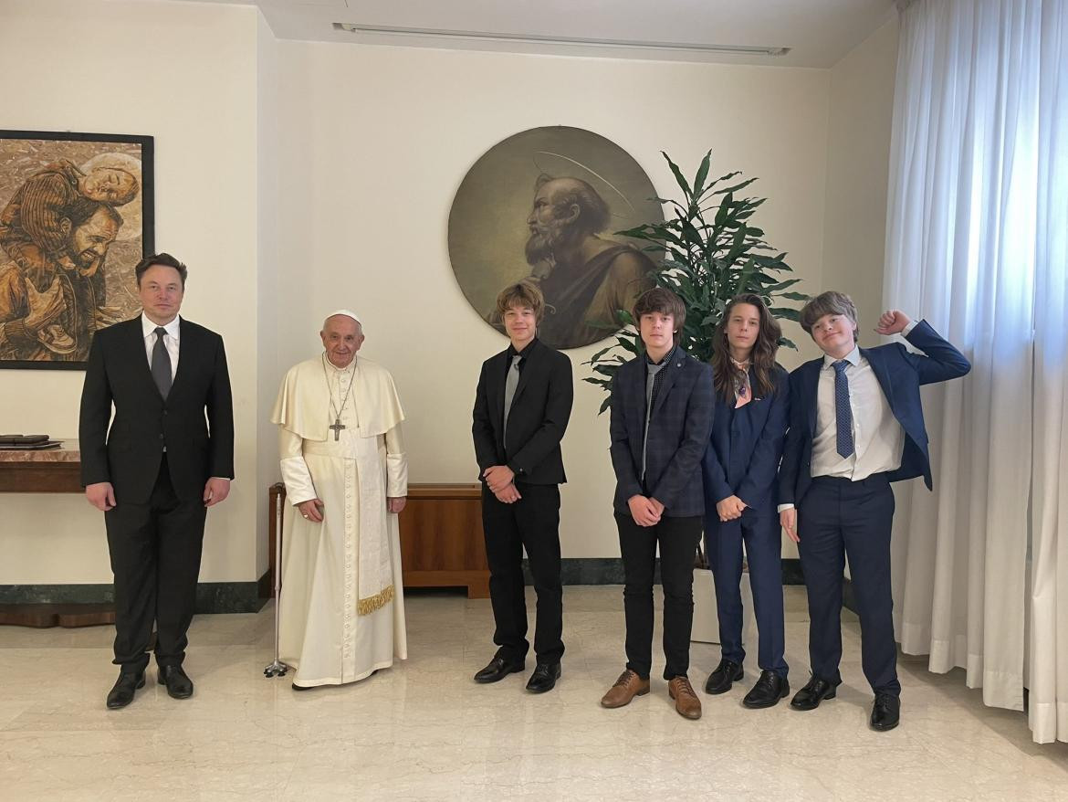 Papa Francisco y Elon Musk. Foto: @elonmusk.