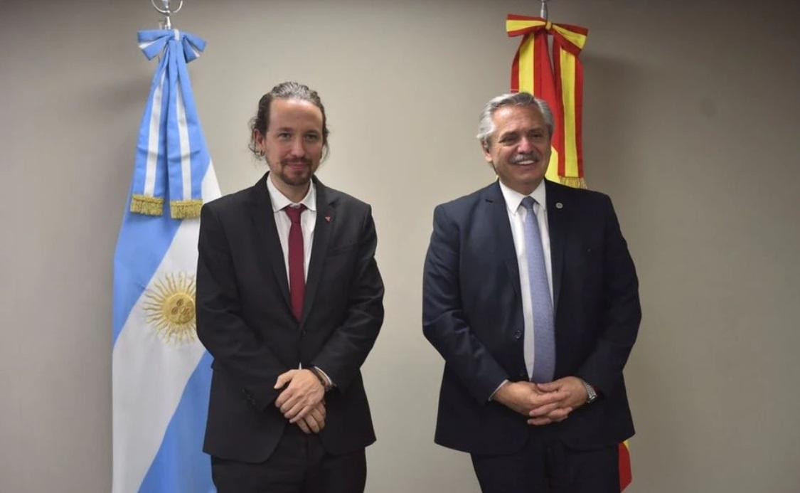 Pablo Iglesias y Alberto Fernández, foto Dani Gago, Europa Press