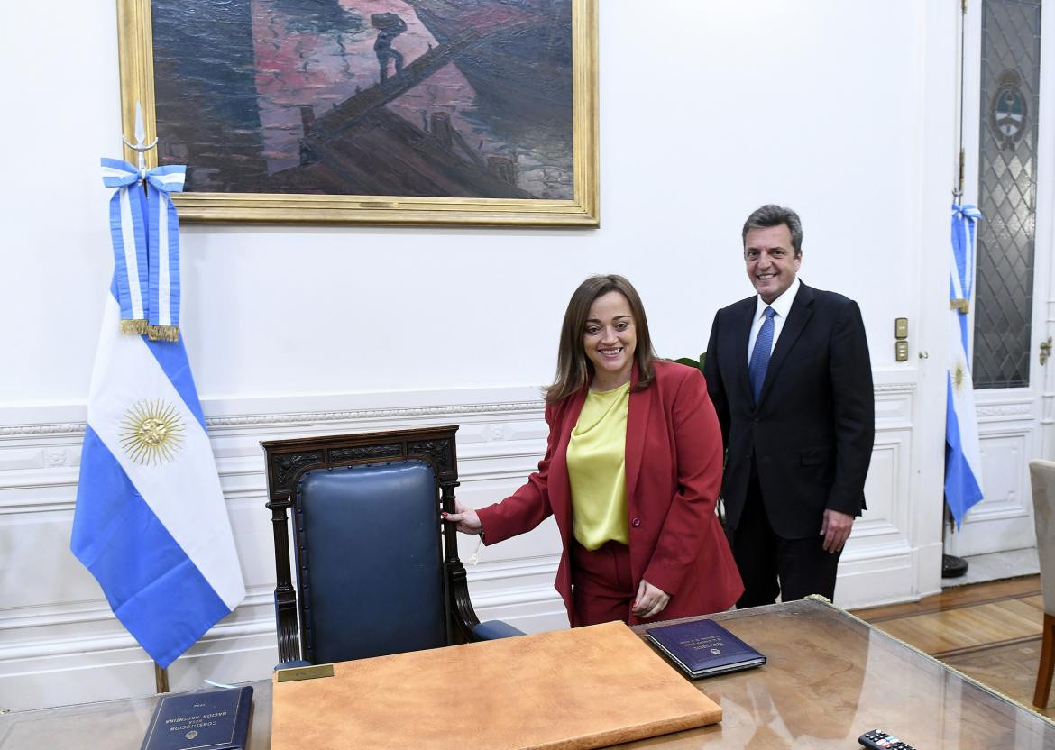 Sergio Massa junto a Cecilia Moreau en el despacho del presidente de la Cámara. Foto: NA.