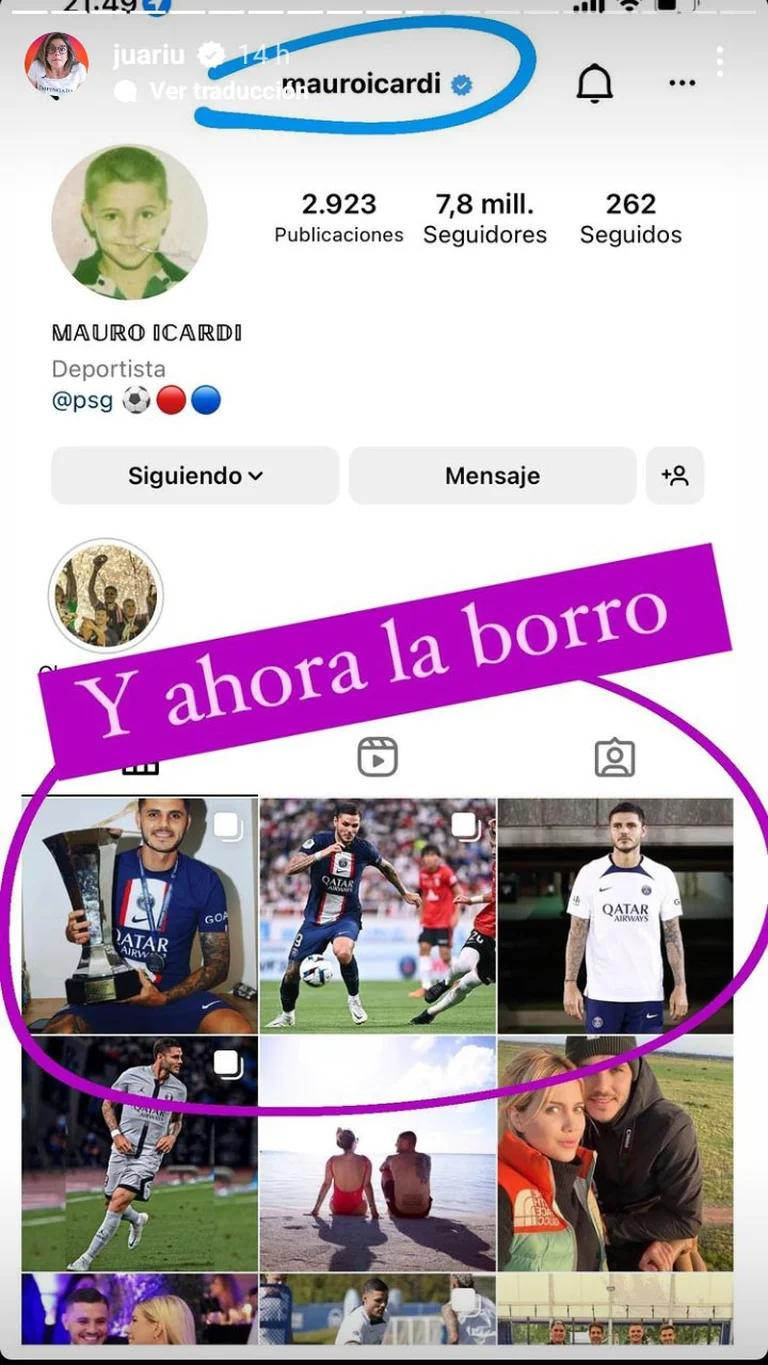 Mauro Incardi borró fotos con Wanda. Instagram:Icardi.