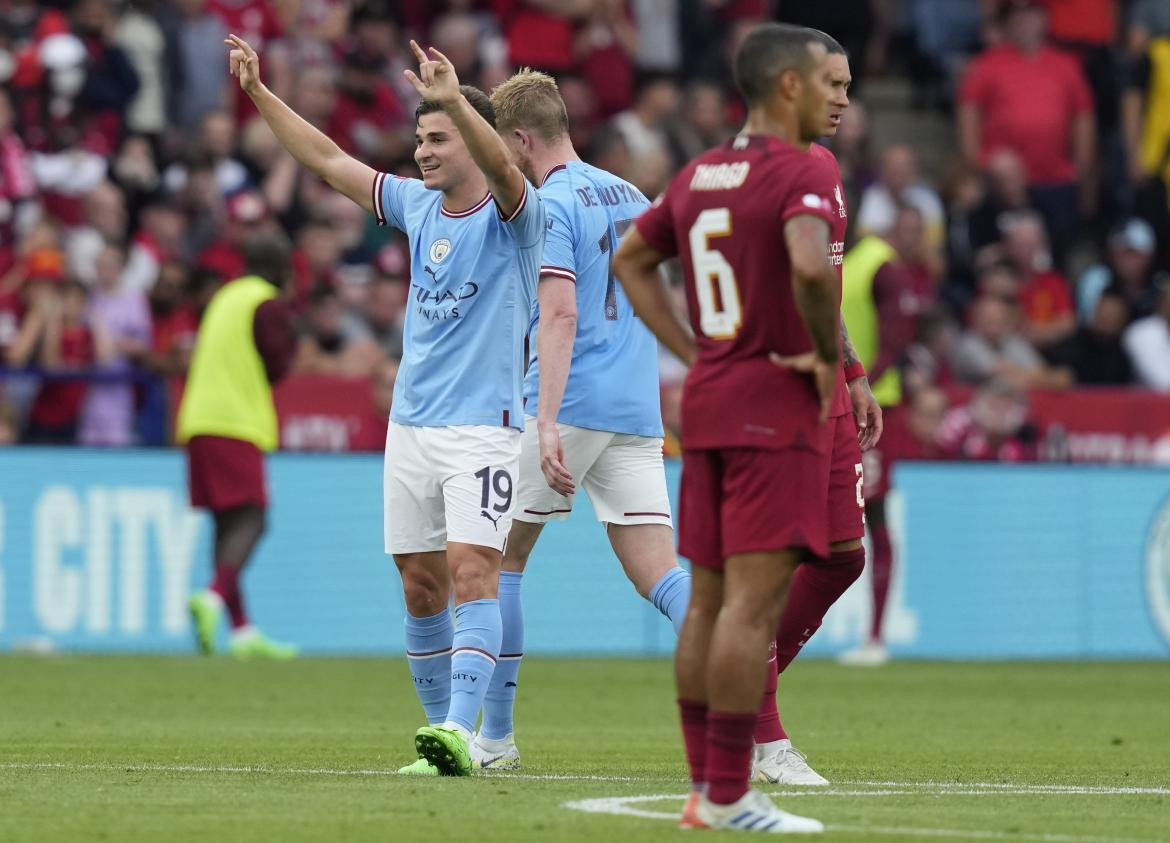 Julián Álvarez en el Manchester City. Foto: EFE.