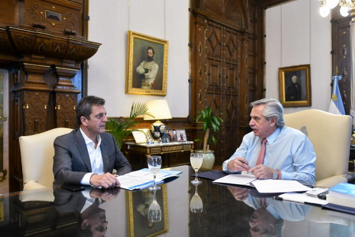 Sergio Massa reunido con Alberto Fernández en Casa Rosada. Foto: NA.