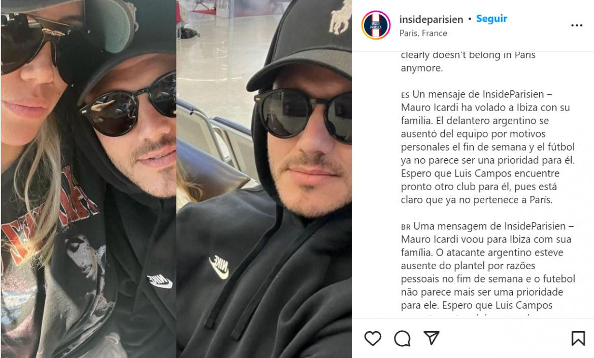 Acusan a Mauro de faltar a sus entrenamientos por problemas personales. Foto: Instagram/insideparisien