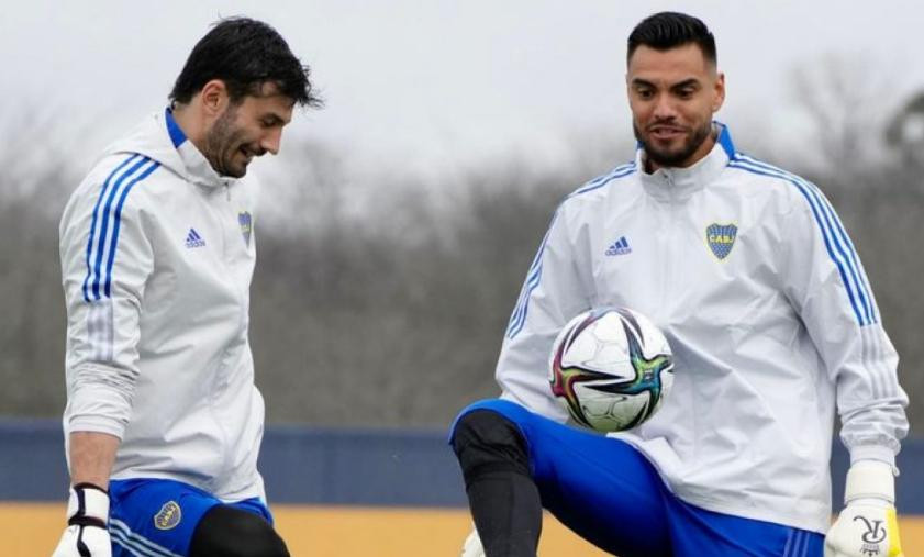 Javier García y Sergio Romero en Boca. Foto: NA.