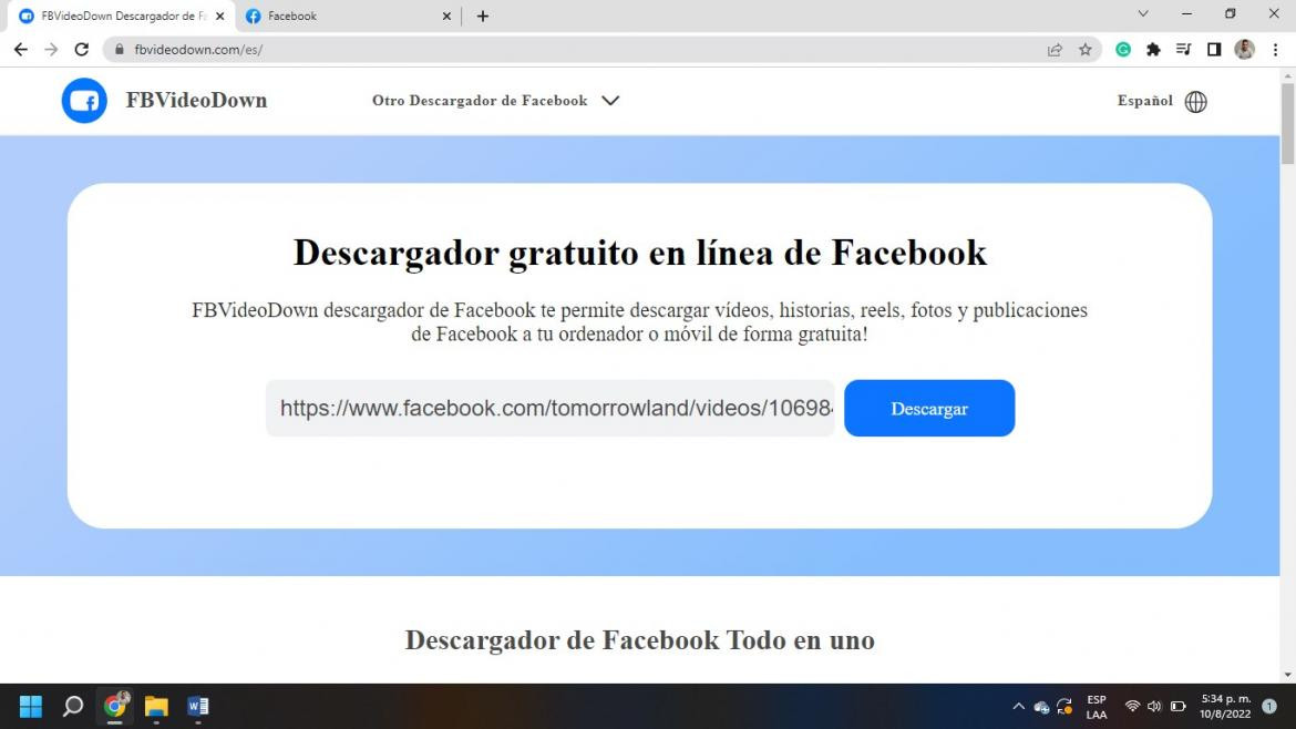 Descargador de Facebook FBVideoDown 3