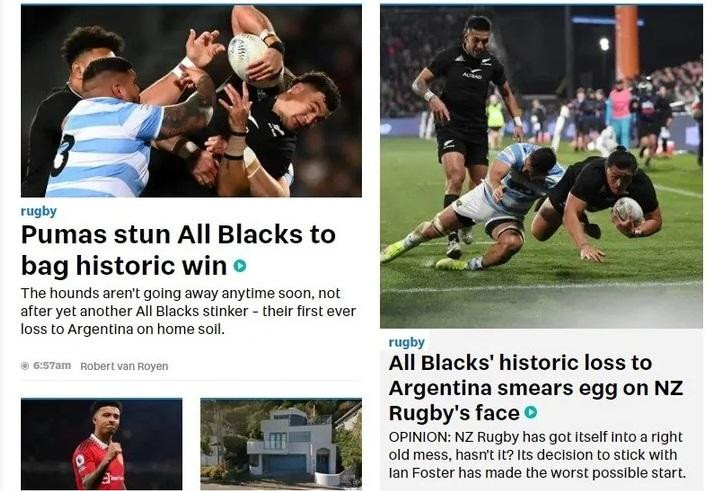 Medios internacionales sobre la victoria de Los Pumas ante All Blacks. Foto: Stuff.