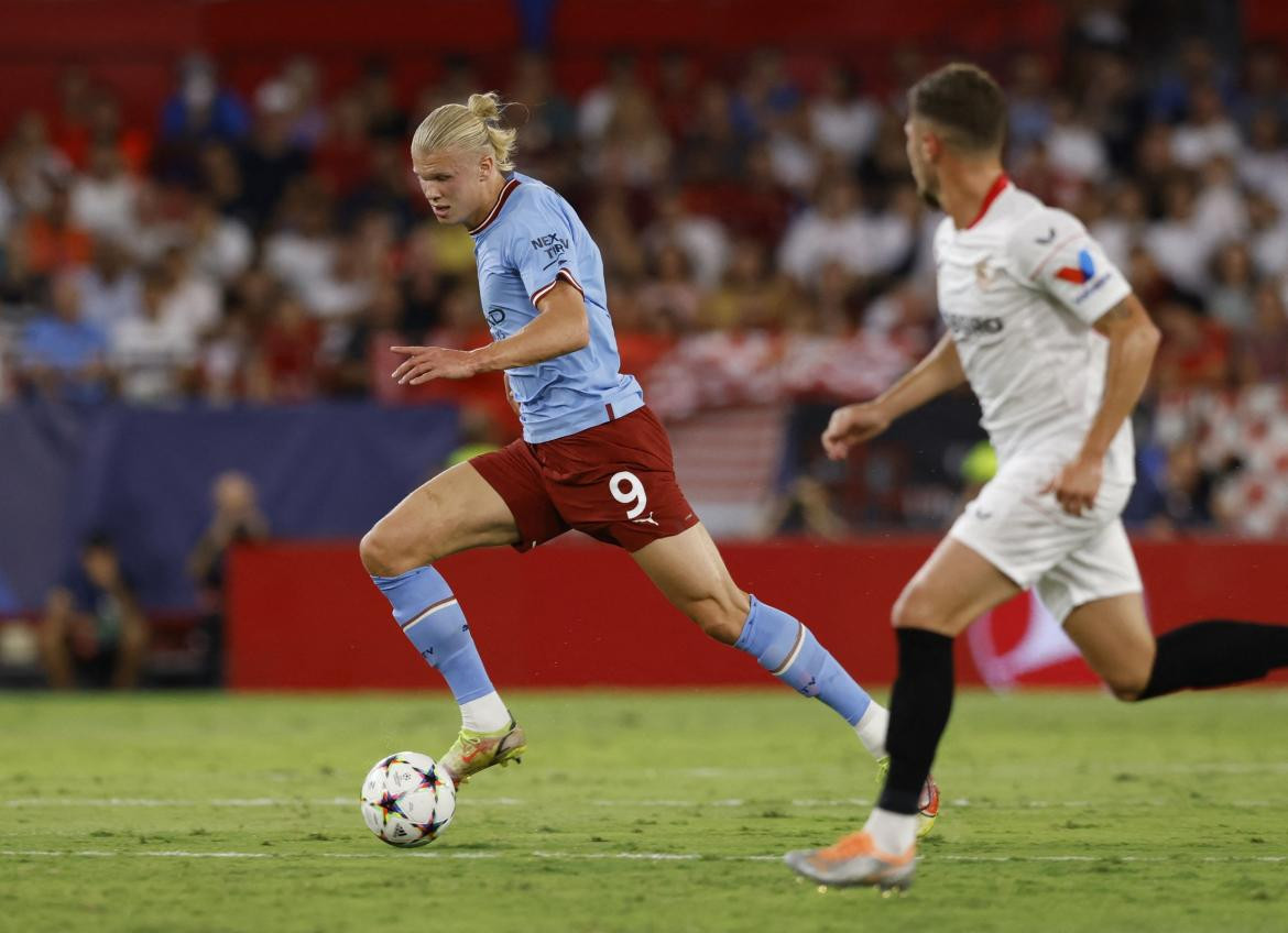 Erling Haaaland, Manchester City vs Sevilla, Champions League. Foto: REUTERS