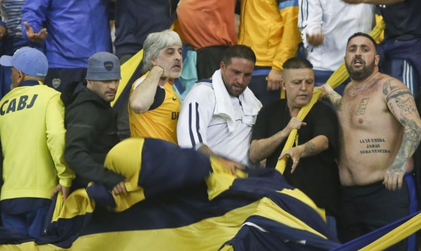 Mauro Martin y Rafael Di Zeo - Barrabrava de Boca. Foto: NA.