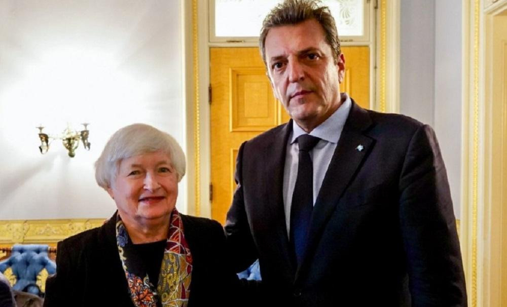 Sergio Massa y Janet Yellen. Foto: NA.