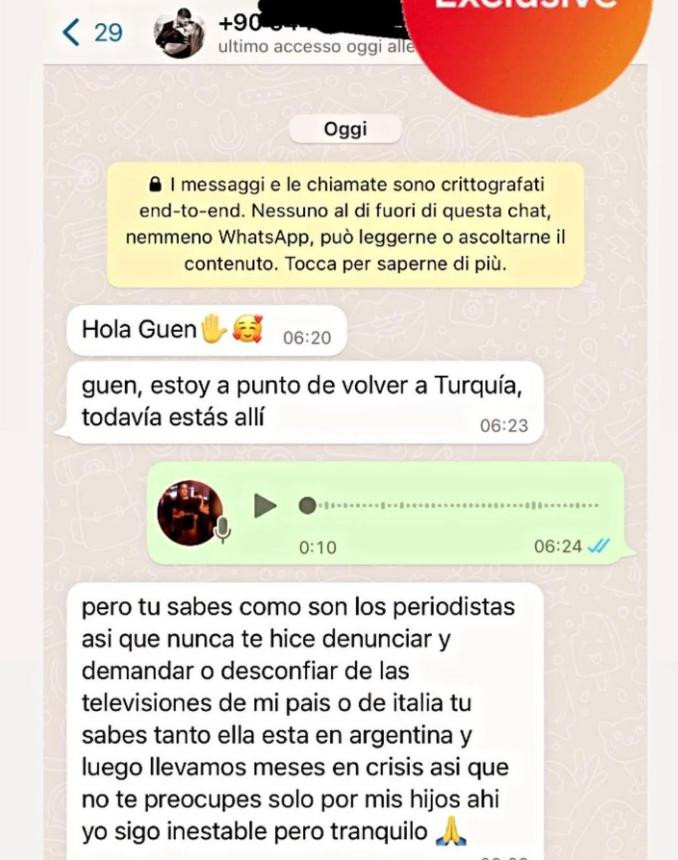 La conversacion entre Icardi y la modelo. Foto: Instagram/guendalinarodriguez_