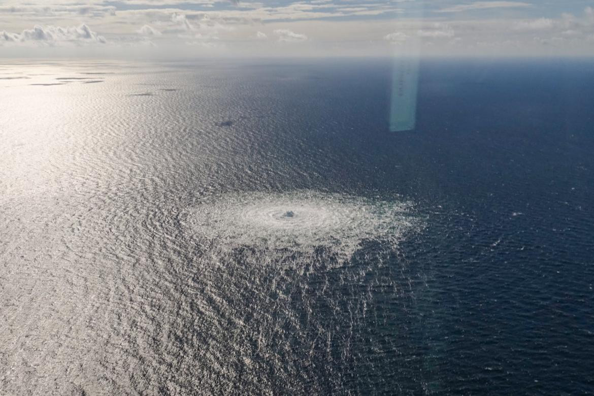 Fuga de gas sobre el mar Báltico. Foto: REUTERS