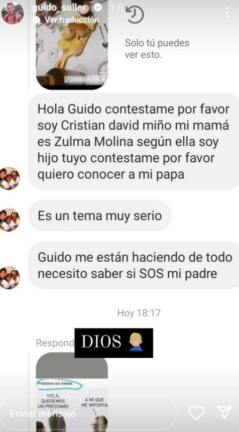 La conversación que mostró Guido Suller. Foto: Instagram/guido_suller