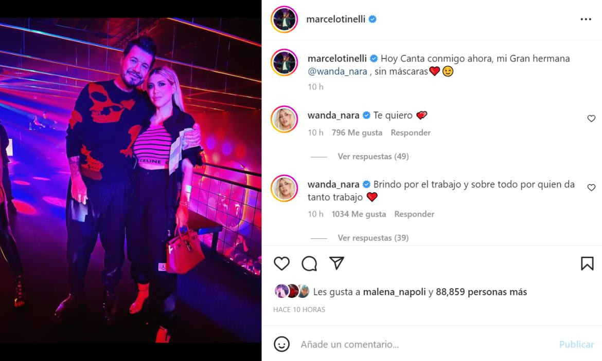 Los alagos de Tinelli para Wanda Nara. Foto: Instagram/marcelotinelli.