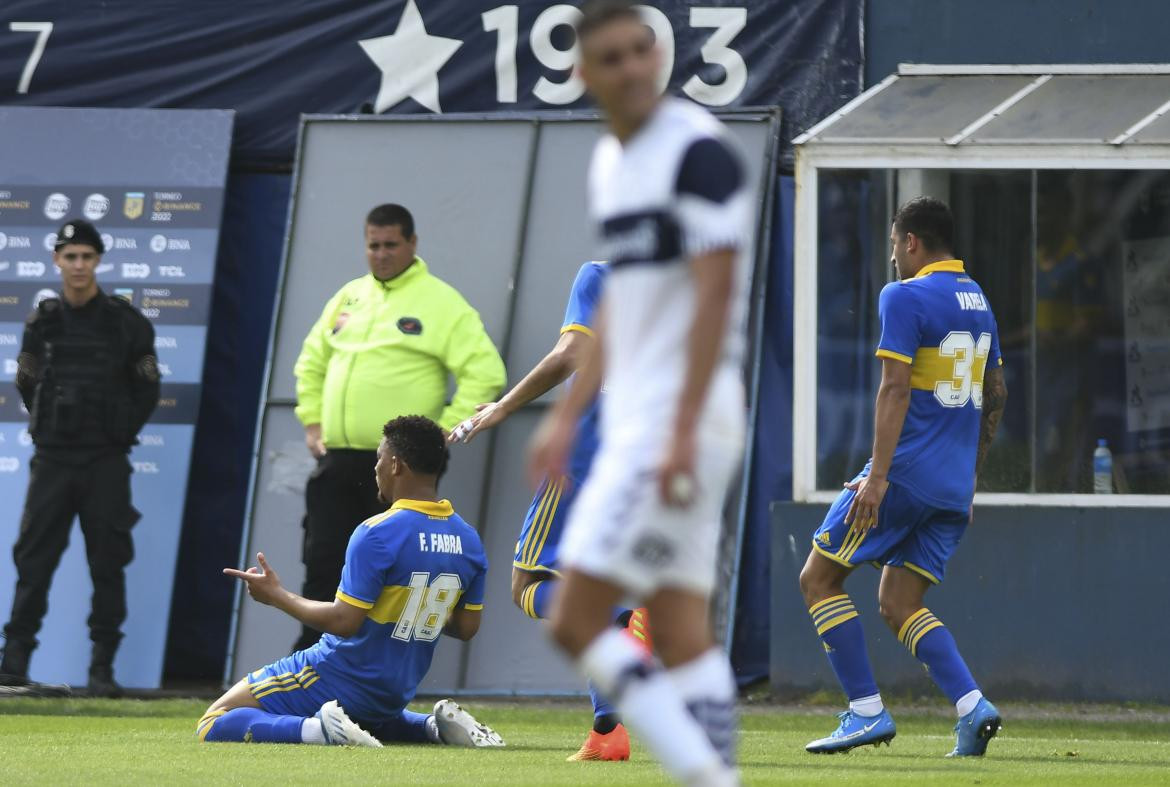 El gol de Frank Fabra contra Gimnasia. Foto: Télam.