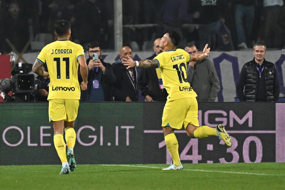 Doblete de Lautaro Martínez a Fiorentina. Foto: EFE.