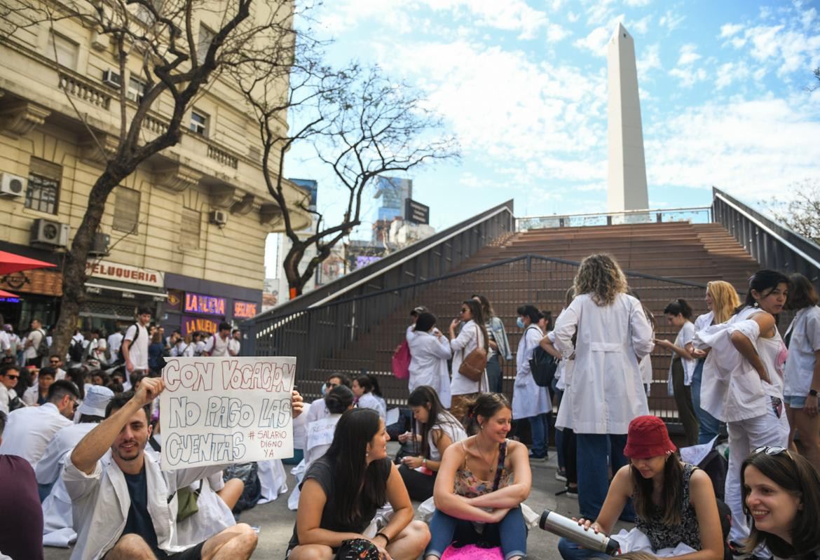 Protesta de médicos residentes. Foto: Télam