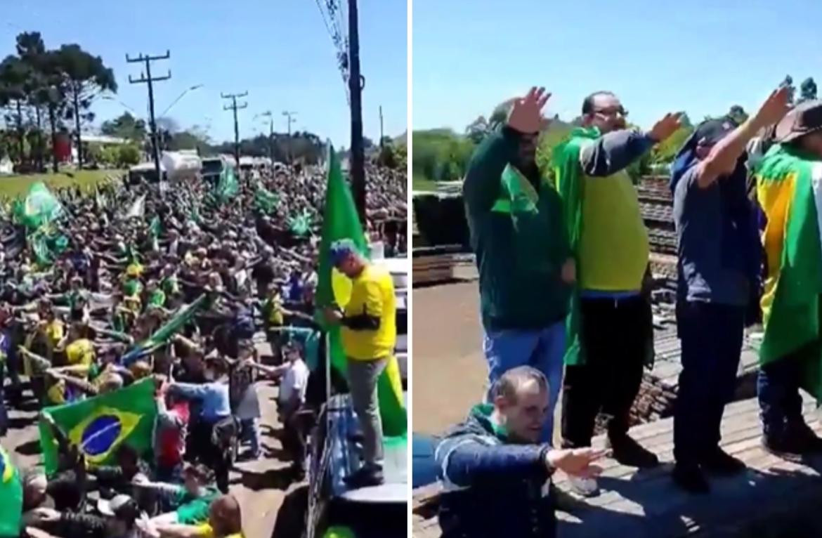 Saludo nazi de manifestantes de Bolsonaro. Foto: captura de video