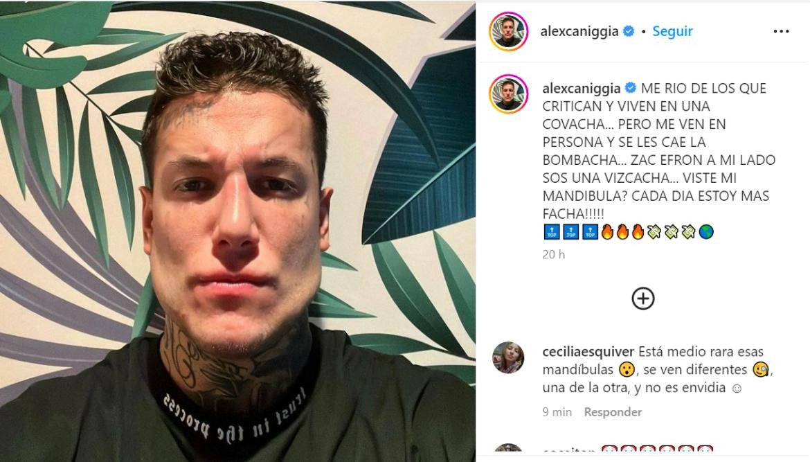 La respuesta de Alex Caniggia ante las críticas. Foto: Instagram/alexcaniggia