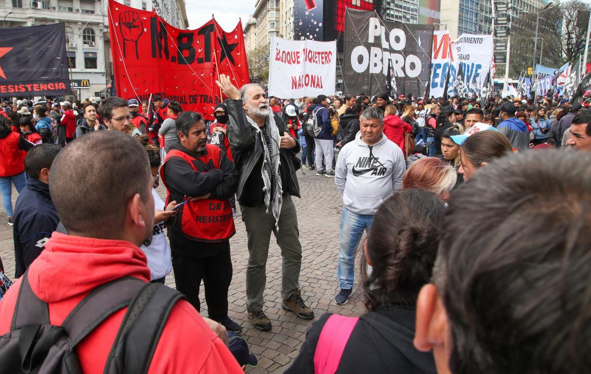 Polo Obrero, manifestación, corte en la avenida 9 de julio, reclamos, piquete, NA