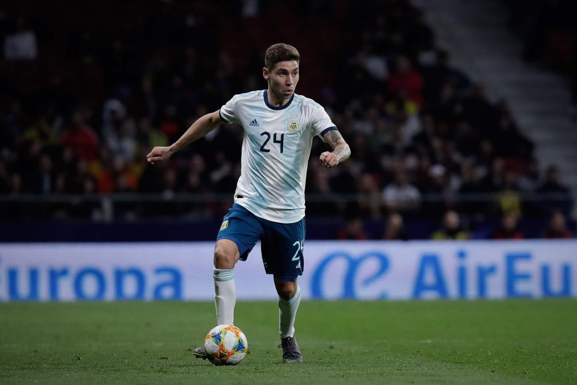 Gonzalo Montiel en la Selección Argentina. Foto: TyC Sports.