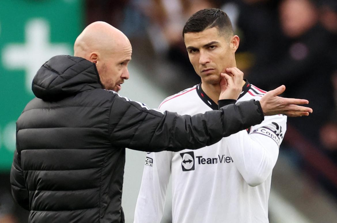 Cristiano Ronaldo y Erik ten Hag; Manchester United. Foto: Reuters.