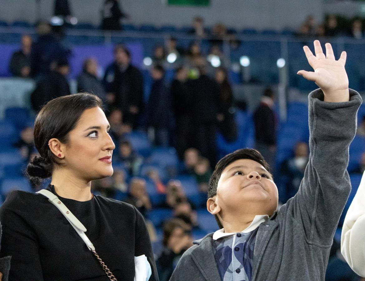 Partido por la Paz en Homenaje a Maradona con los hijos de Diego. Foto: REUTERS.