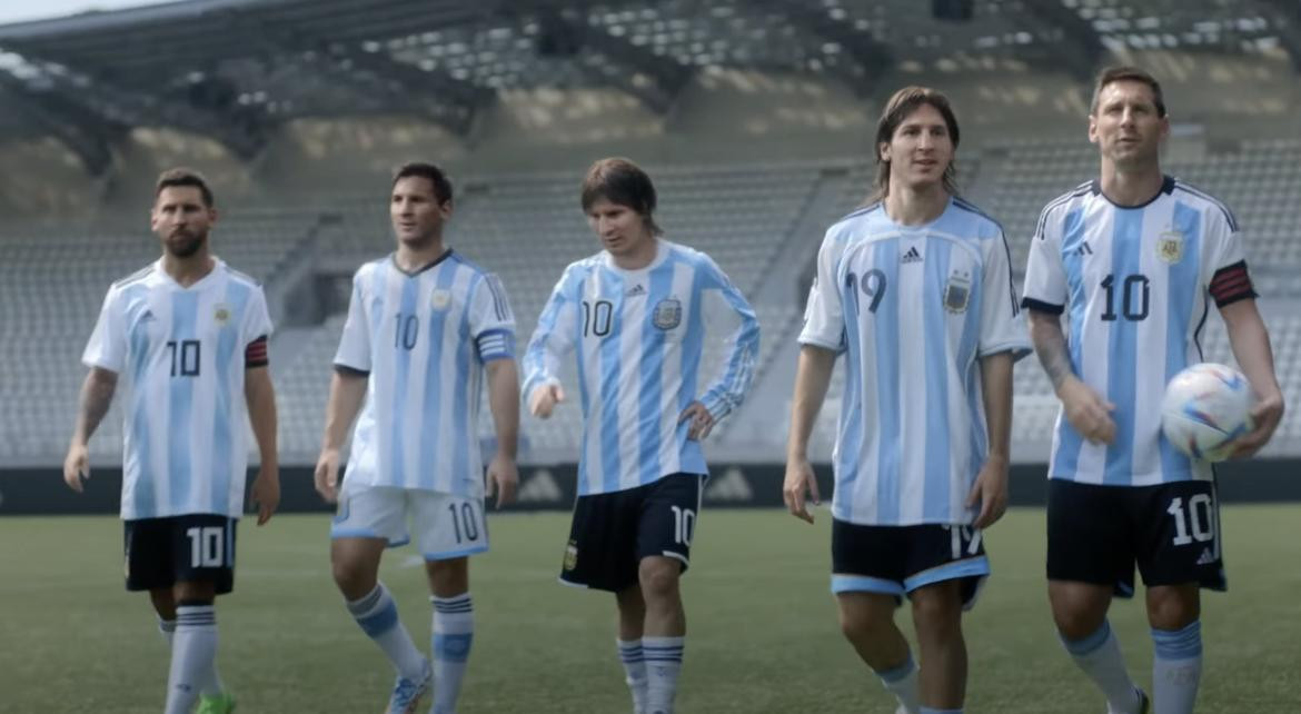 Publicidad de todos los Messi que jugaron Mundiales. Foto: Captura de video.