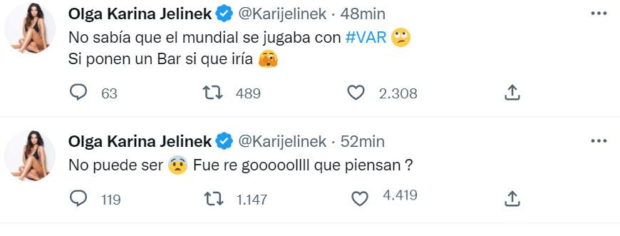 Karina Jelinek en Twitter. Foto: Twitter.