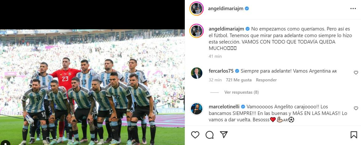 Ángel Di María. Foto: Instagram.