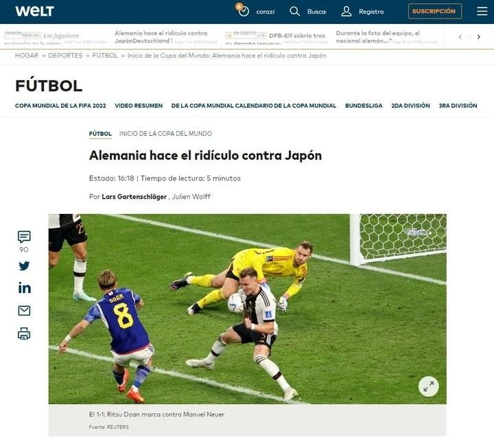 Medios alemanes tras la derrota de Alemania ante Japón.