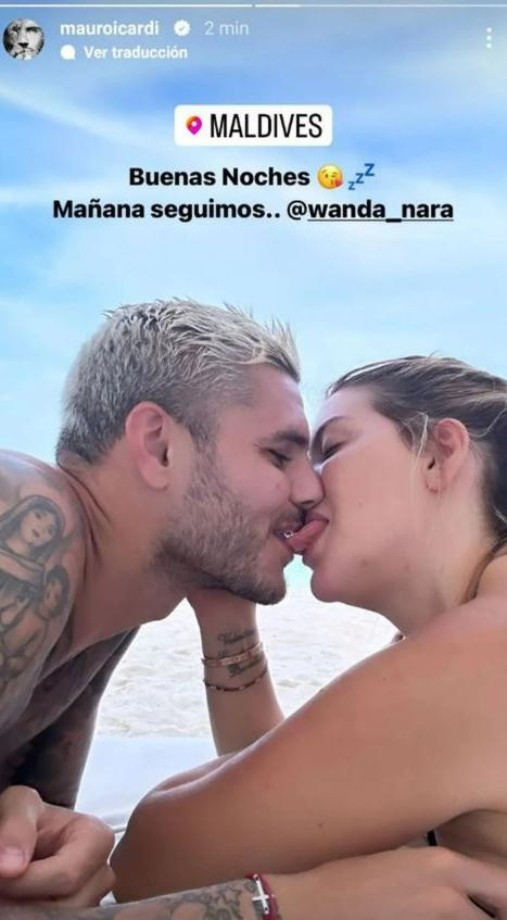 Mauro Icardi y Wanda Nara en Maldivas. Foto: Instagram/mauroicardi