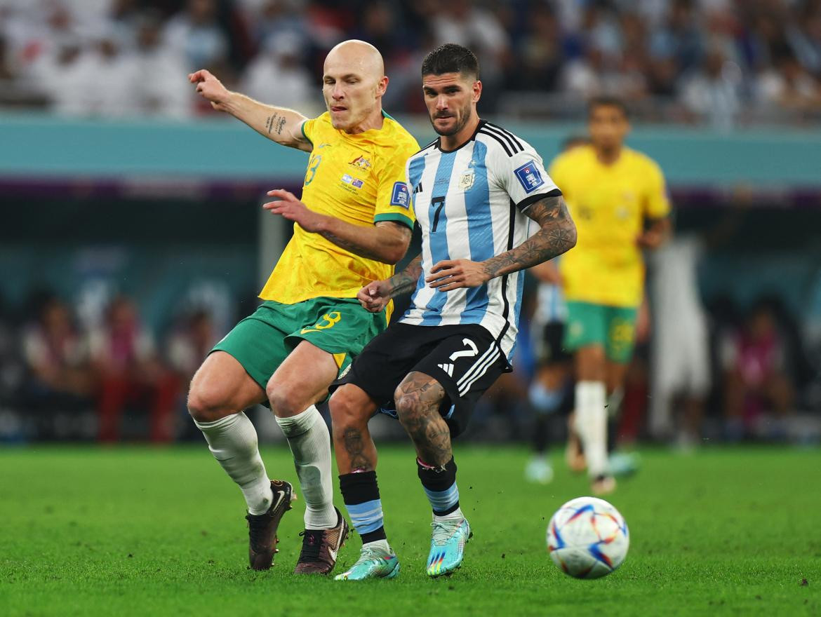 Rodrigo De Paul volvió a un gran nivel; Argentina-Australia. Foto: Reuters.