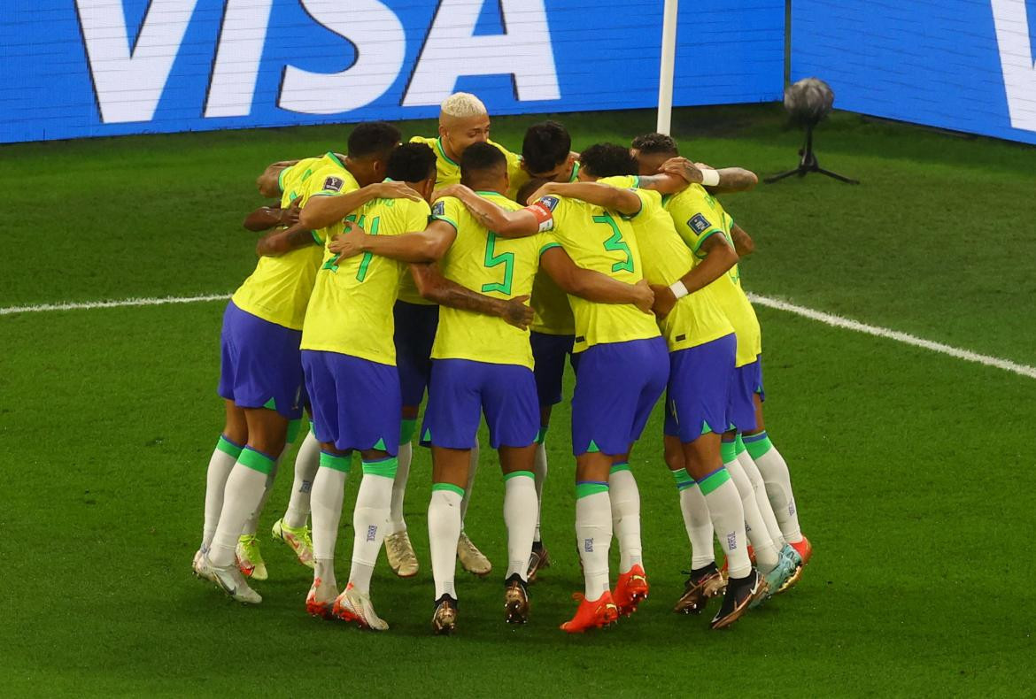 Festejo; Brasil-Corea del Sur; Qatar 2022. Foto: Reuters.