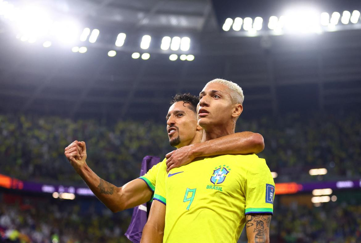 El festejo de Richarlison; Brasil-Corea del Sur; Qatar 2022. Foto: Reuters.